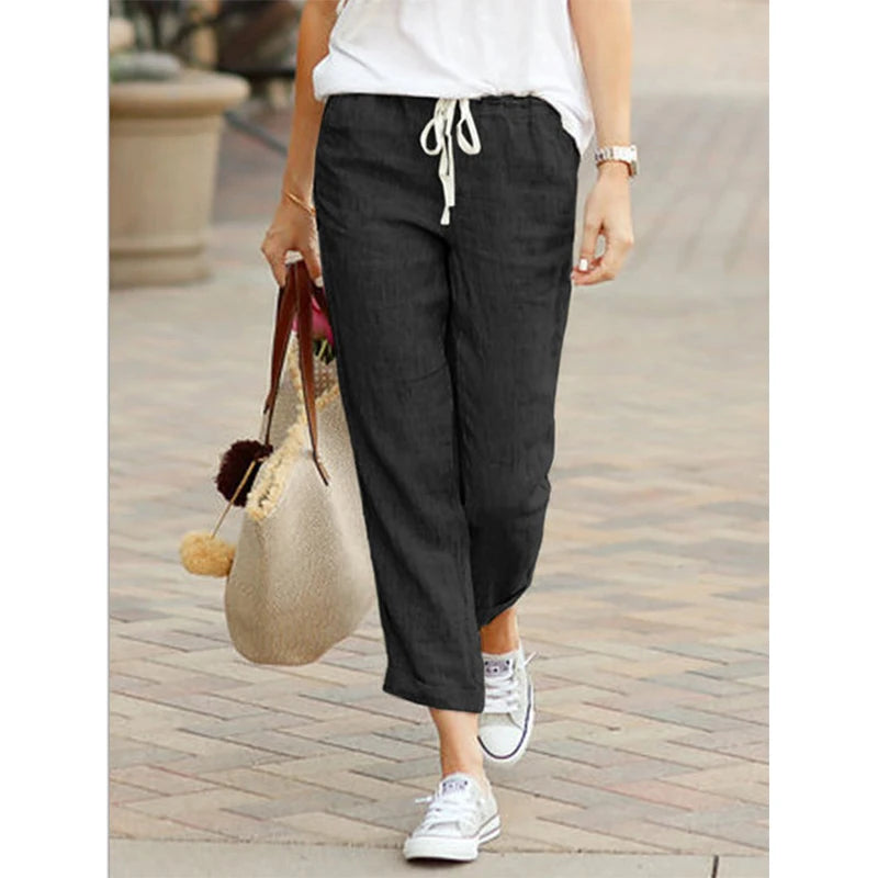 Black Drawstring Elastic cotton Waist Y2K Pants.