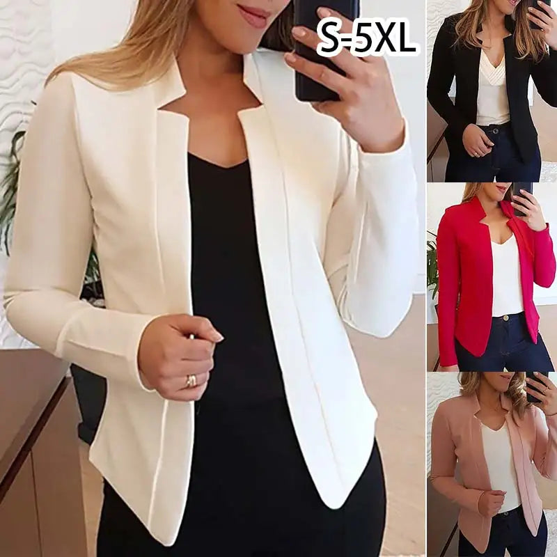 Thin Long Sleeve Cardigan Casual Suit Jacket Spring Female Top Autumn Professional Wear Korean Coat S-5XL