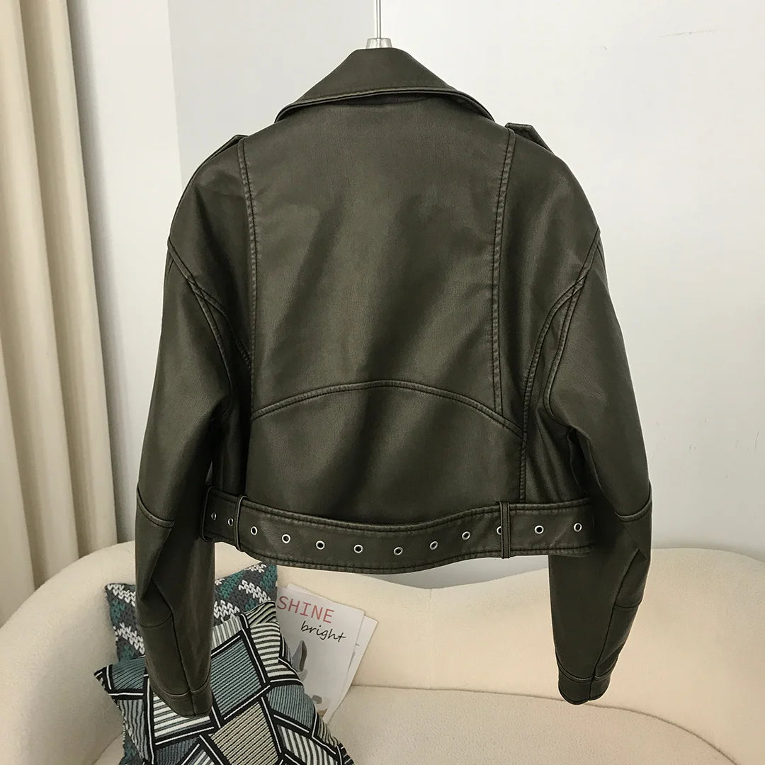 Spring Leather Jacket Fashion Streetwear