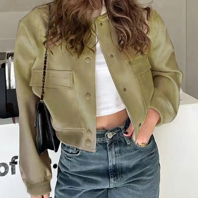 Elegant Solid Bomber Jacket