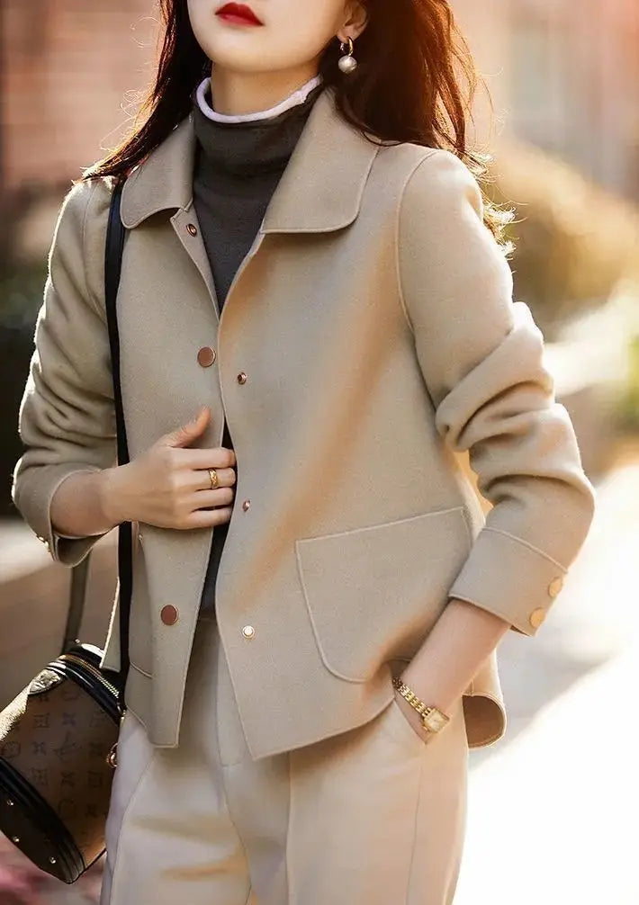 Fashion Elegant Women Coat New Korean Version Simple Solid Color Woolen Coat Temperament Loose Autumn Short Jacket Women 2022