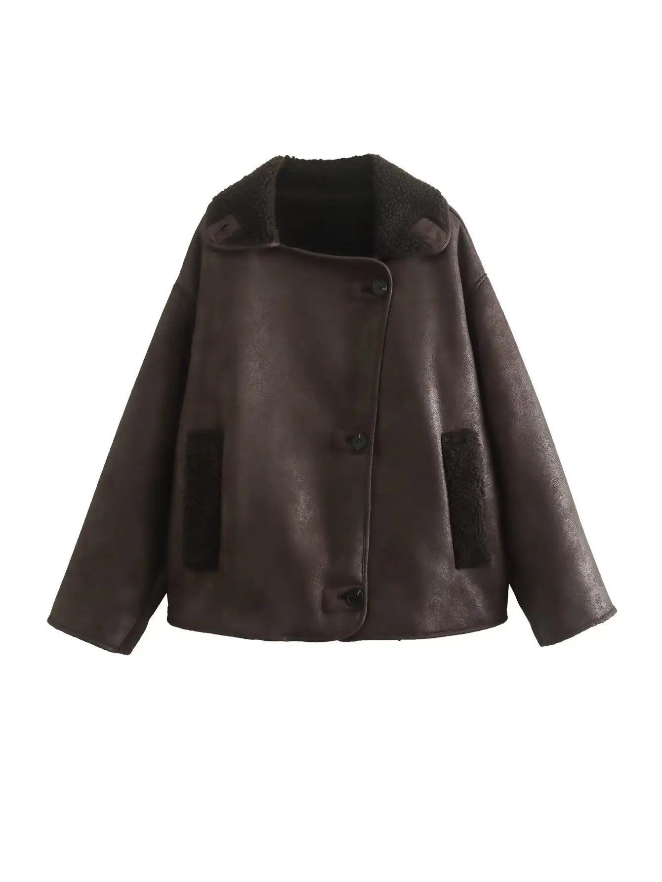 Woman Thick Faux Leather Jackets for Autumn Winter.