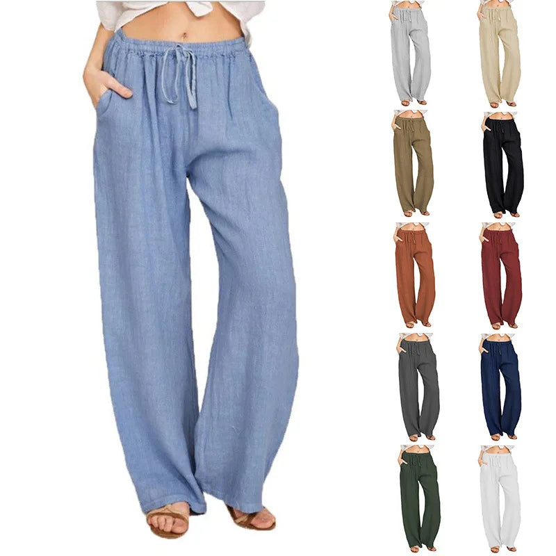 Summer and Autumn  Wear in  Loose Cotton Hemp Casual women's  Pants.