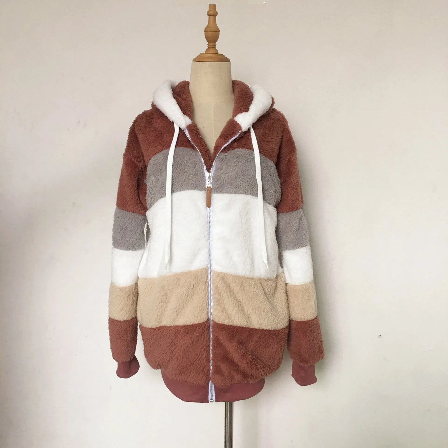 Oversized Jacket for Women  Autumn Winter Warm Plush Pocket Hoodie