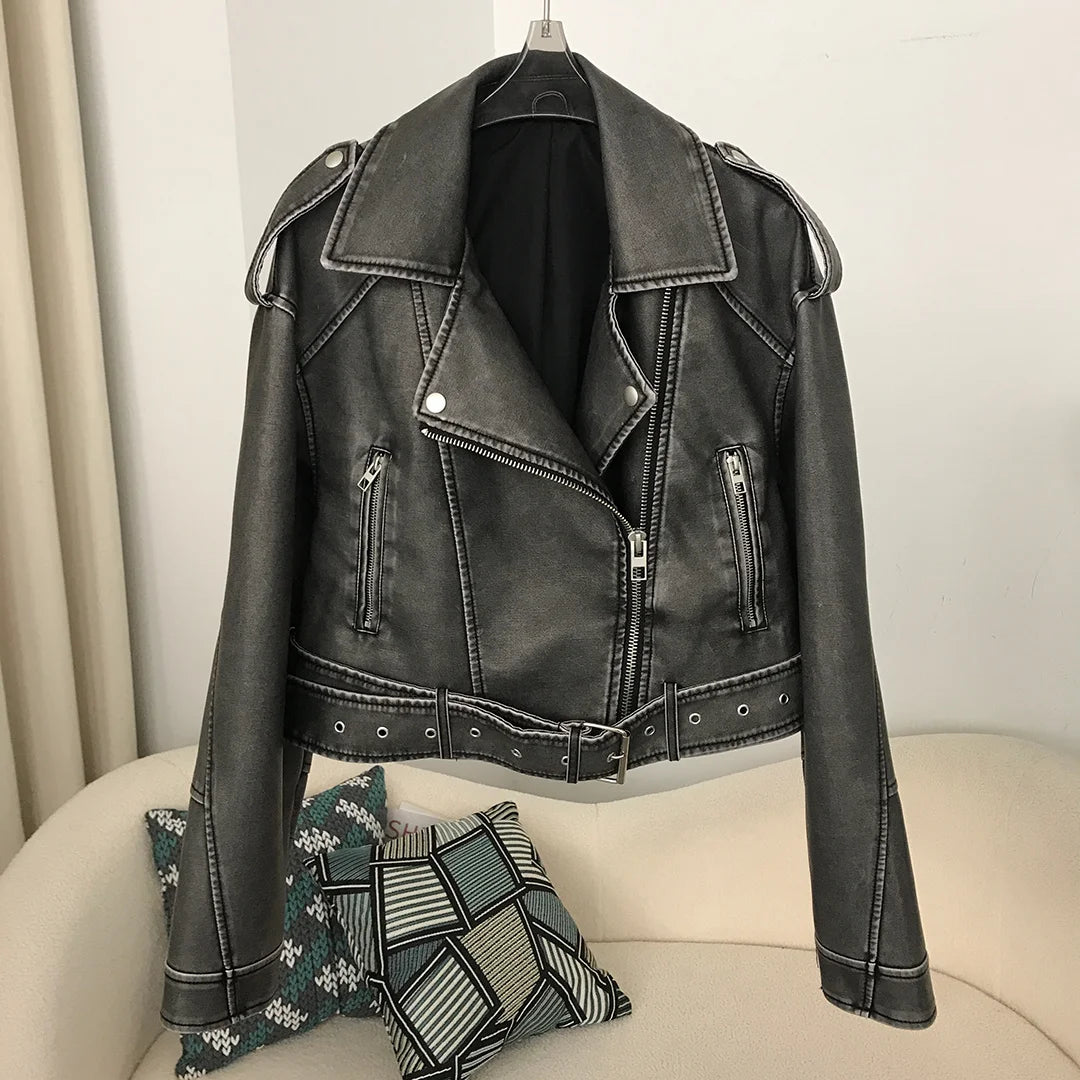 Spring Leather Jacket Fashion Streetwear