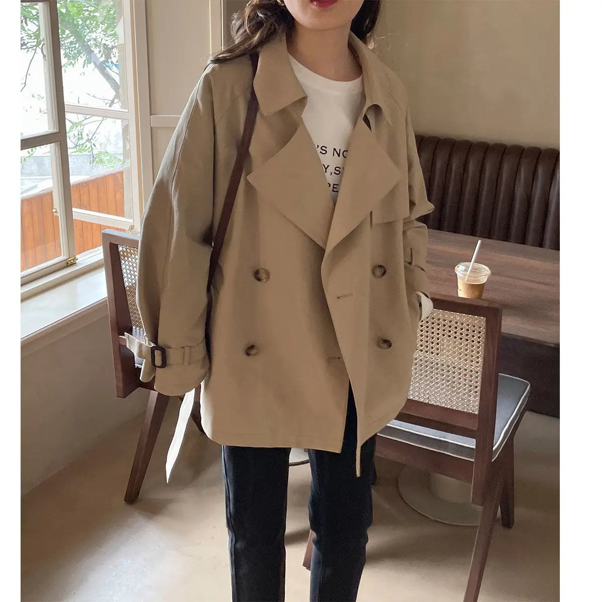 Trench Coat Women's Short  Spring And Autumn New British Style Temperament Jacket