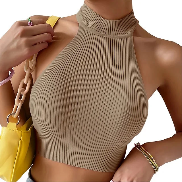 Knit Sleeveless Halter Tops for Women.