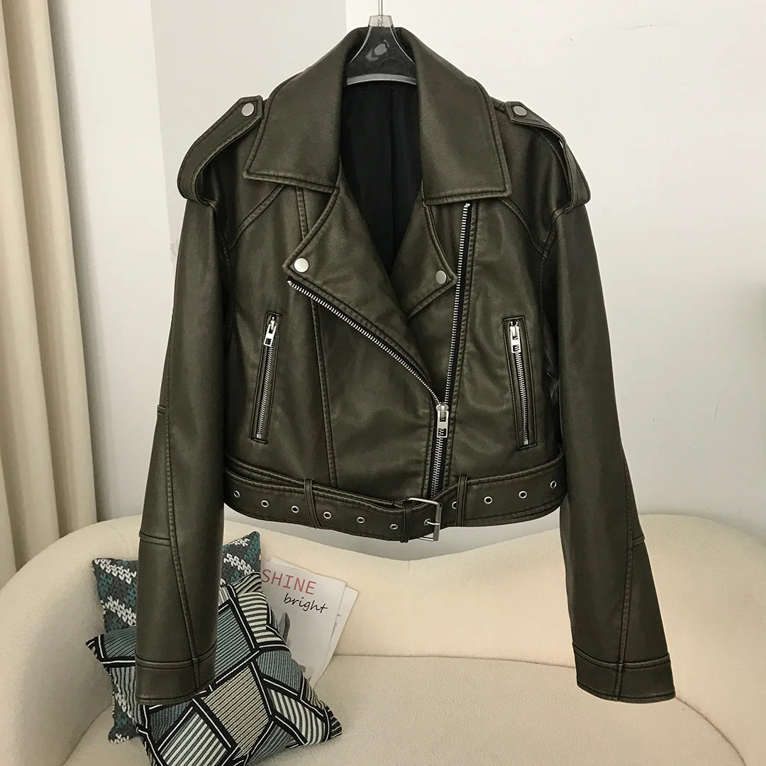 Spring Leather Jacket Fashion Streetwear