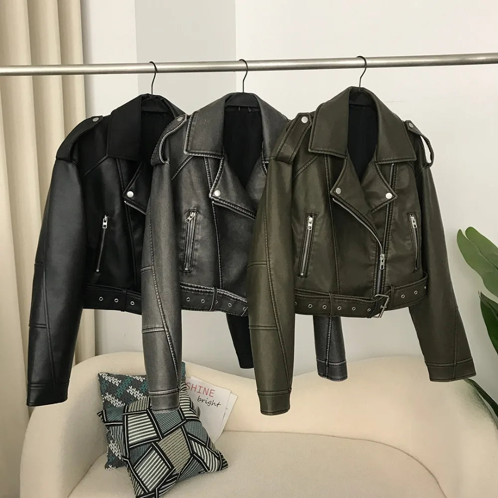 Spring Leather Jacket Fashion Streetwear