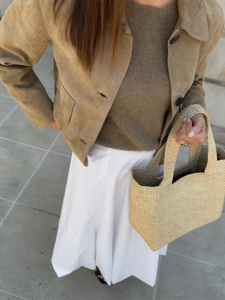 Leather Long Sleeve Cropped Jacket