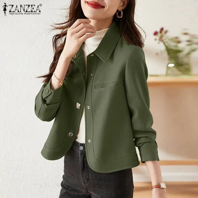 Women's Lapel Long Sleeve Thin Coat Casual Work Outwear