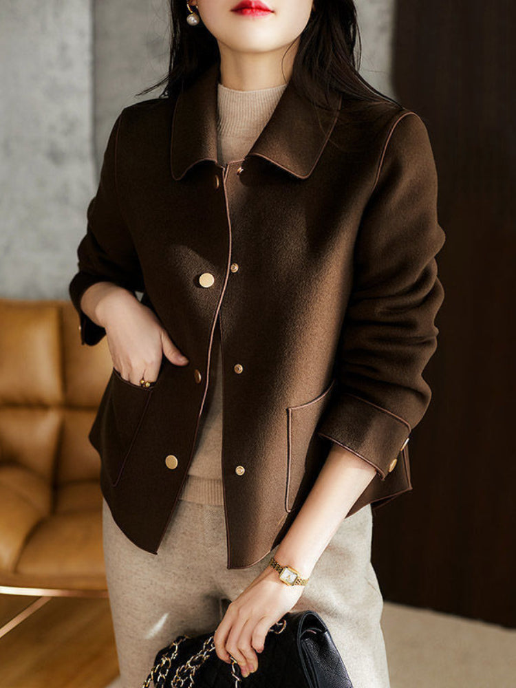 Fashion Elegant Women Coat New Korean Version Simple Solid Color Woolen Coat Temperament Loose Autumn Short Jacket Women 2022