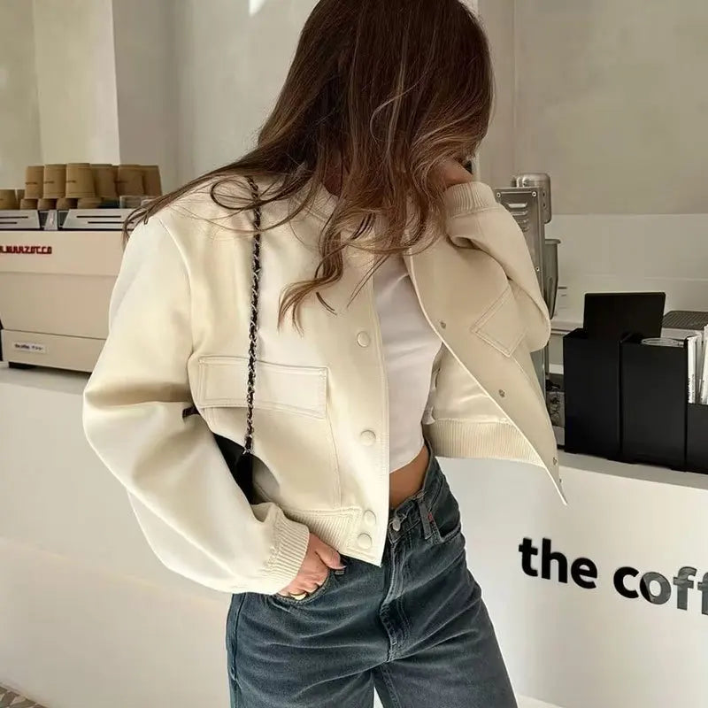 Elegant Solid Bomber Jacket