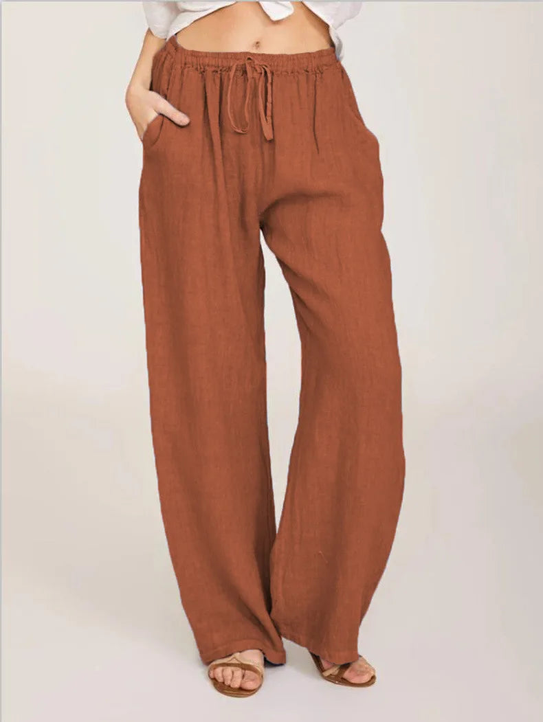 Summer and Autumn  Wear in  Loose Cotton Hemp Casual women's  Pants.