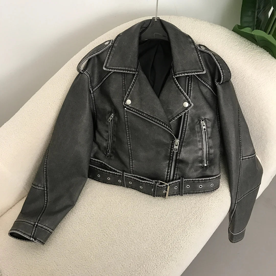 Spring Leather Jacket Fashion Streetwear