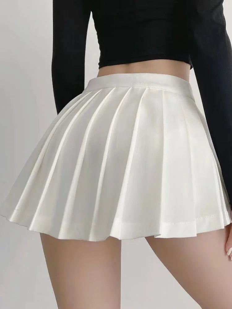 Pleated Skirts High Waist Summer Vintage Mini Skirt