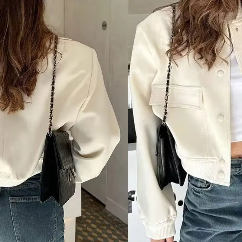 Elegant Solid Bomber Jacket